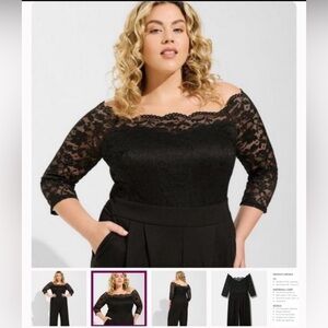 Torrid Black Lace Off Shoulder Jumpsuit/Pantsuit - NWT